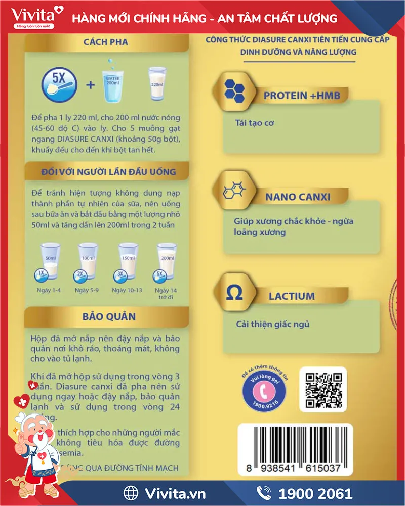 Hướng dẫn cách pha và sử dụng sữa non DiaSure Canxi đúng cách