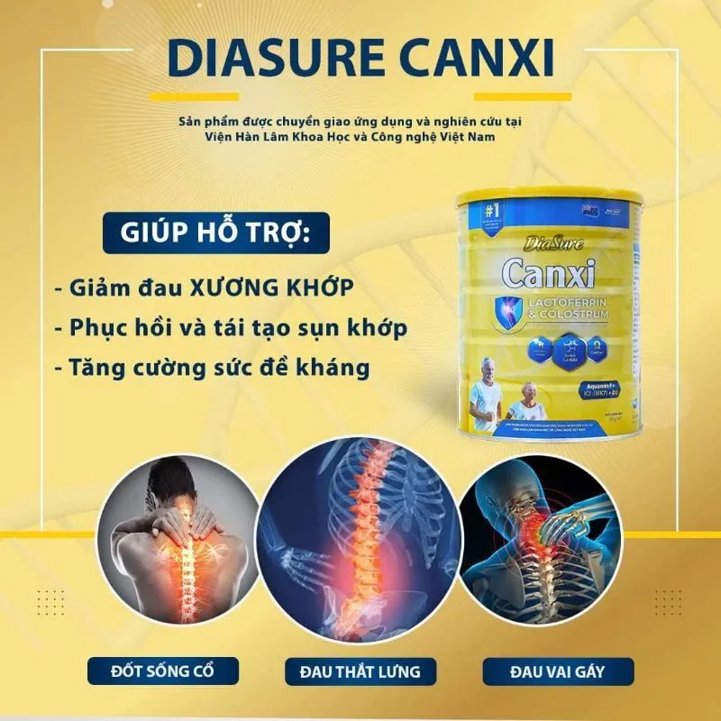 Sữa Diasure Canxi giúp duy trì hệ xương khớp khỏe mạnh, mang lại cuộc sống năng động và bền bỉ.