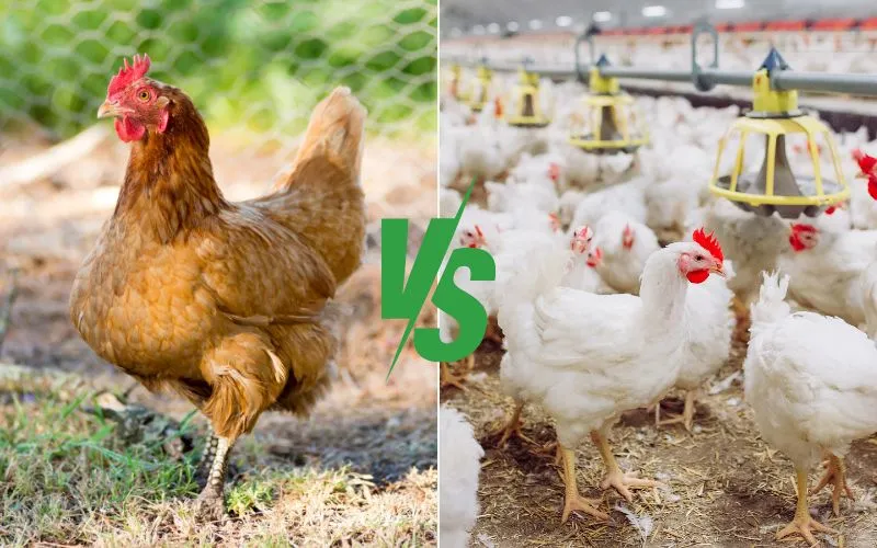 So sánh đặc điểm gà thịt thả vườn và gà công nghiệp về chất lượng thịt