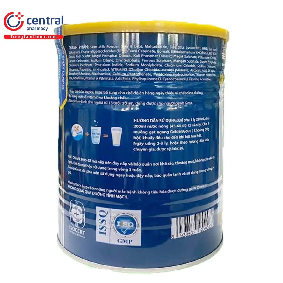Cận cảnh nắp hộp sữa Golden Gout