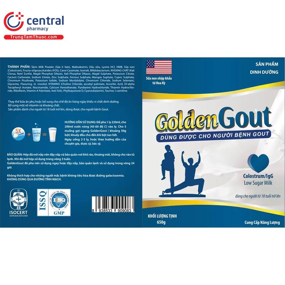 Nhiều hộp sữa Golden Gout xếp chồng lên nhau