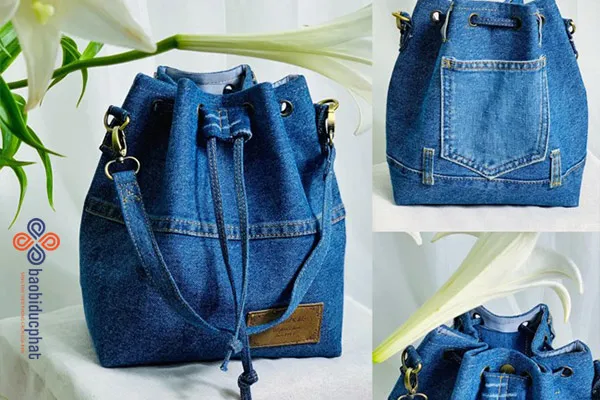 Balo rút từ quần jeans cũ