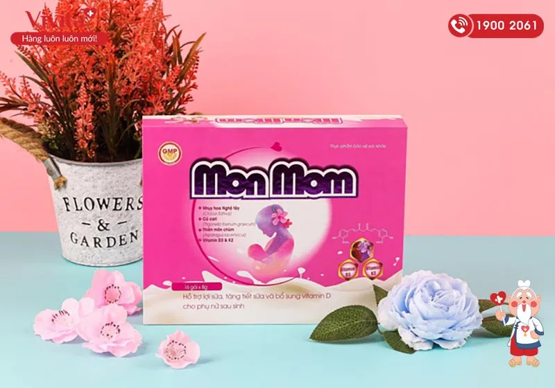 Lợi sữa MonMom hỗ trợ bồi bổ sức khỏe của mẹ sau sinh, giúp thư giãn tinh thần và giảm nguy cơ trầm cảm.