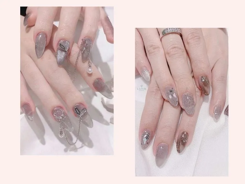 Màu nhũ lấp lánh quyến rũ thu hút mọi ánh nhìn cho đôi tay