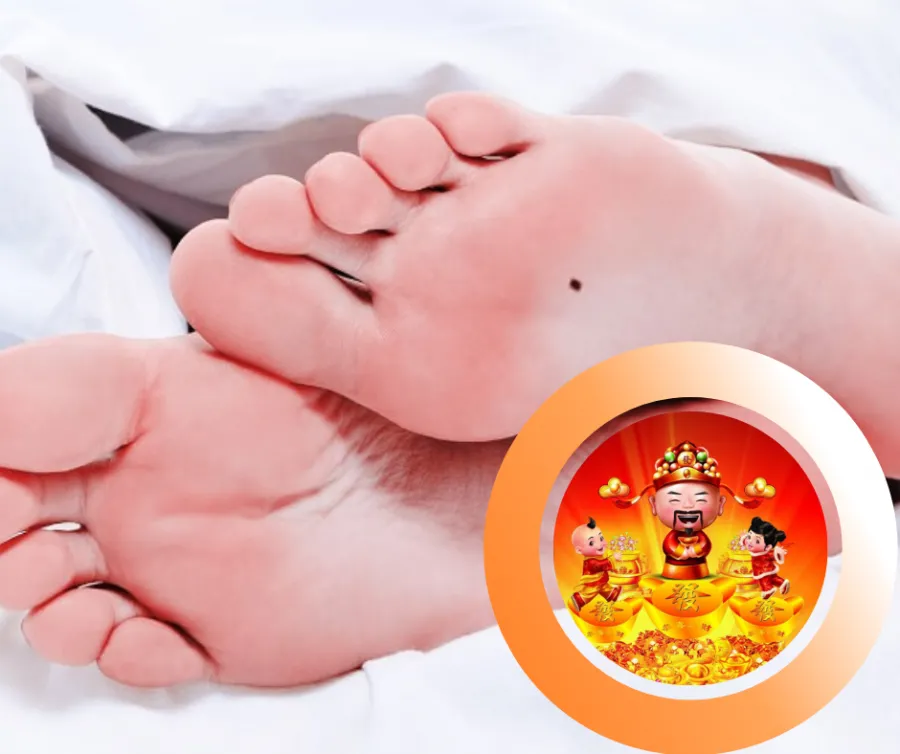 Bàn chân trái với nốt ruồi nhỏ, ám chỉ sự nghiệp được quý nhân hỗ trợ