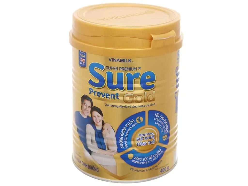 Hộp sữa Vinamilk Sure Prevent Gold, chuyên biệt cho người trung niên