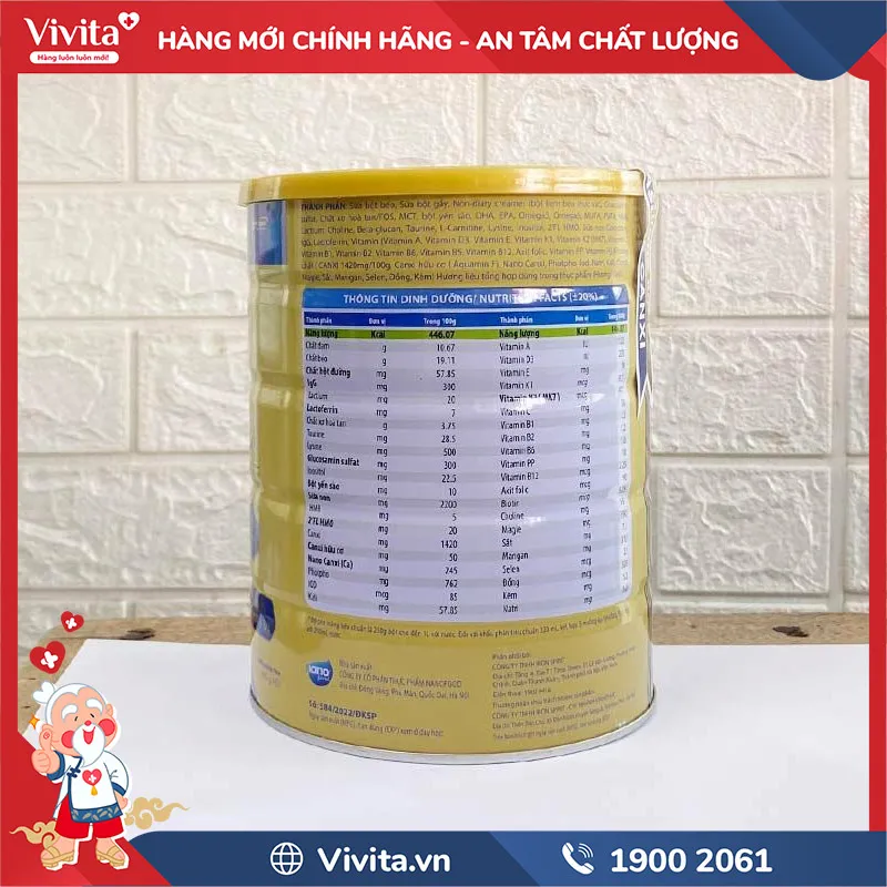Các thành phần dinh dưỡng quan trọng trong sữa Diasure Canxi giúp xương chắc khỏe và khớp linh hoạt.