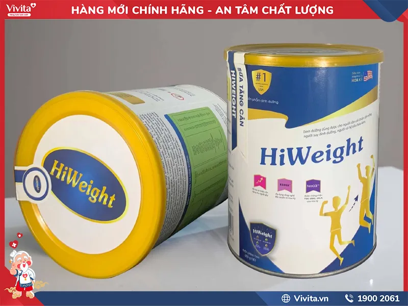 Chi tiết bảng thành phần dinh dưỡng của sữa HiWeight, gồm sữa non và các vitamin.
