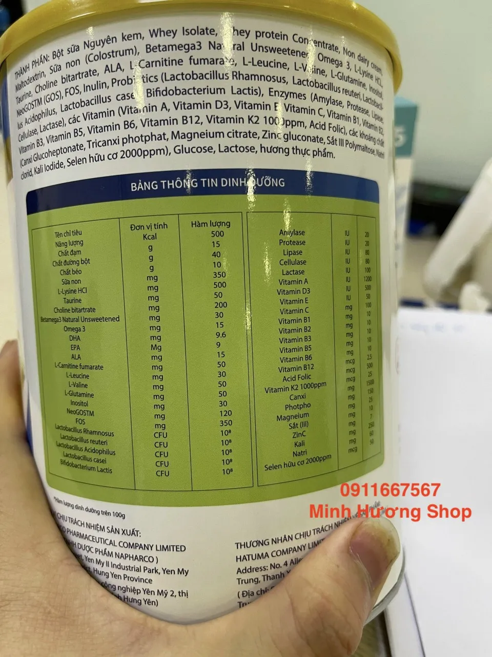 Các thành phần chính trong sữa tăng cân HiWeight hỗ trợ tiêu hóa và hấp thu