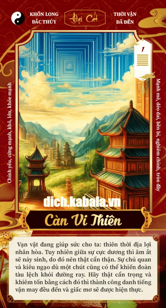 Quẻ Càn Vi Thiên - Khôn Long Đắc Thủy