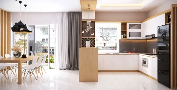 Căn bếp hiện đại với hướng tốt lành