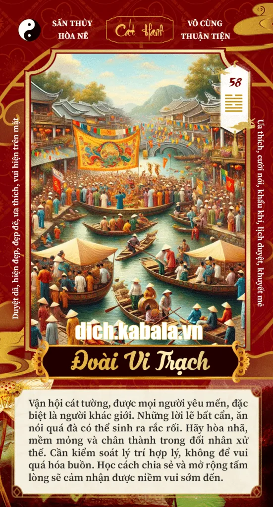 Hình quẻ bài Kinh Dịch 58