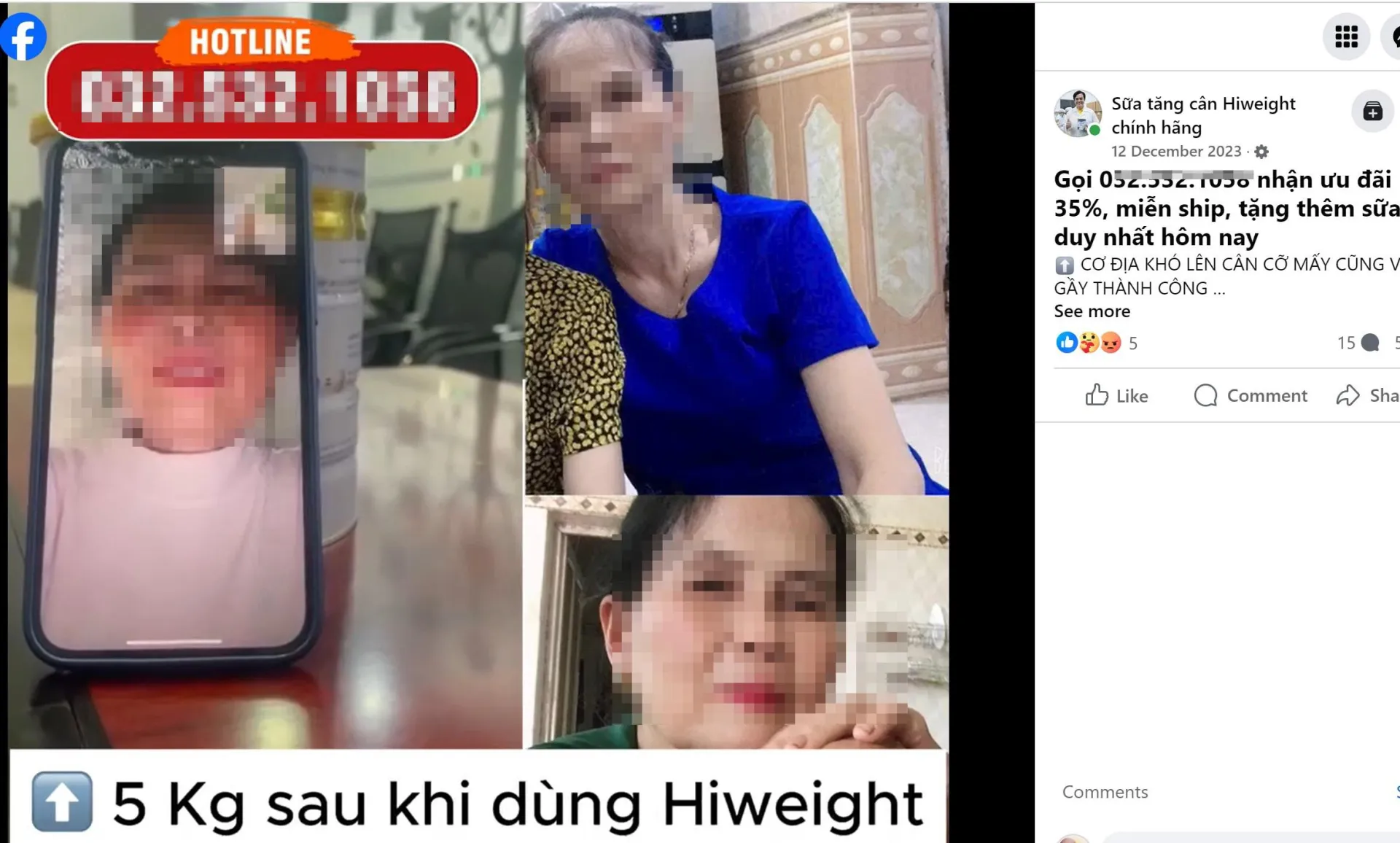 Hình ảnh quảng cáo sữa tăng cân Hiweight "nổ" như thần dược