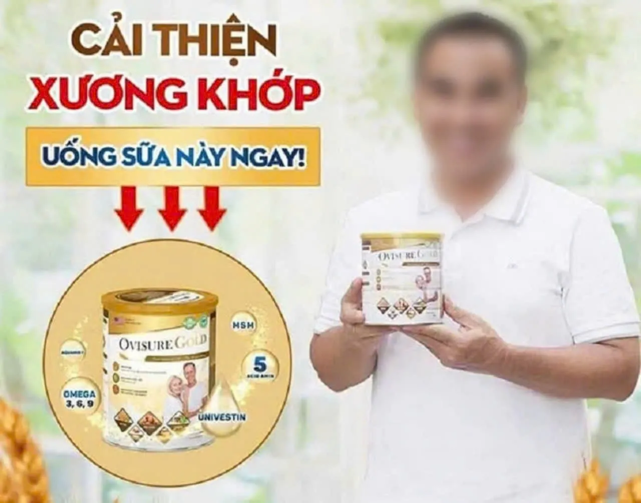 Nhiều website, trang mạng xã hội sử dụng hình ảnh của nghệ sĩ nổi tiếng để quảng cáo cho sản phẩm sữa xương khớp Ovisure Gold