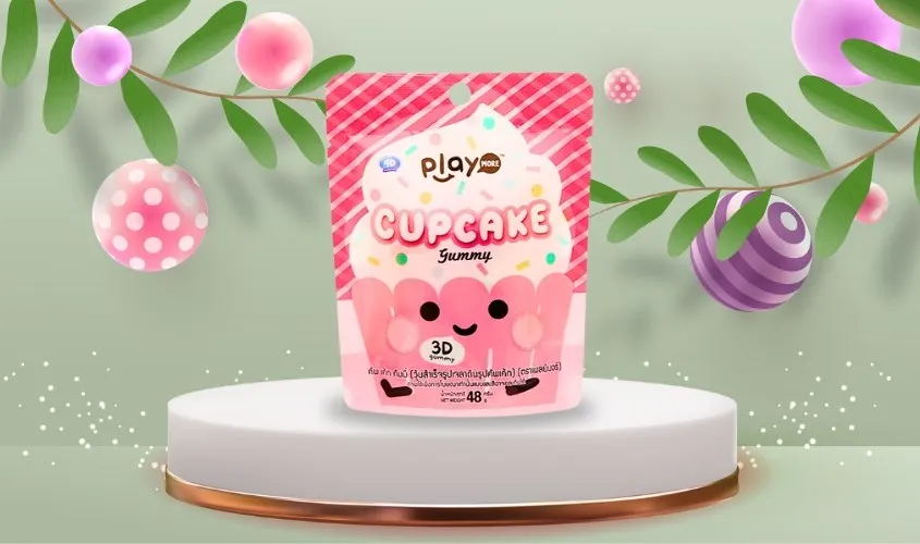 Kẹo dẻo PlayMore Cupcake hương trái cây gói 48g