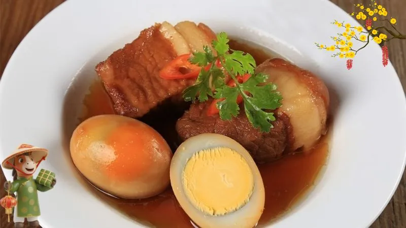Bát thịt kho trứng hấp dẫn, cho thấy lượng calo cao có thể gây tăng cân