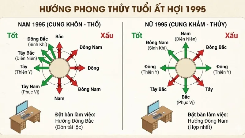 Hình ảnh la bàn và các hướng hợp của tuổi Ất Hợi 1995
