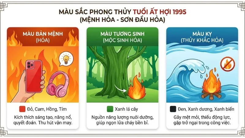 Bảng màu sắc hợp và kỵ của người tuổi Ất Hợi 1995