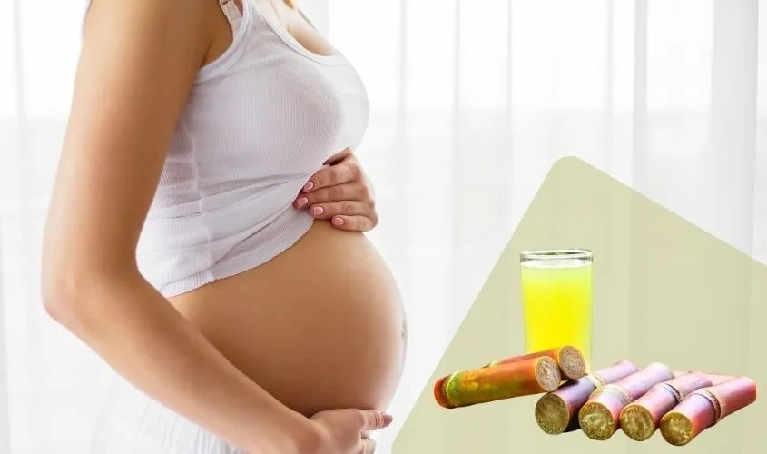 Hình ảnh thể hiện nguy cơ tiểu đường thai kỳ khi uống quá nhiều nước mía