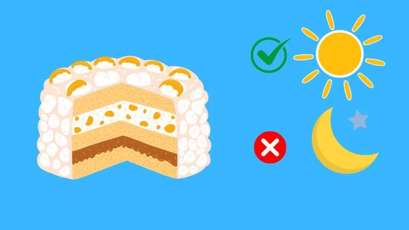 Bạn nên ăn bánh bông lan trứng muối vào ban ngày để tránh tích lũy năng lượng thừa