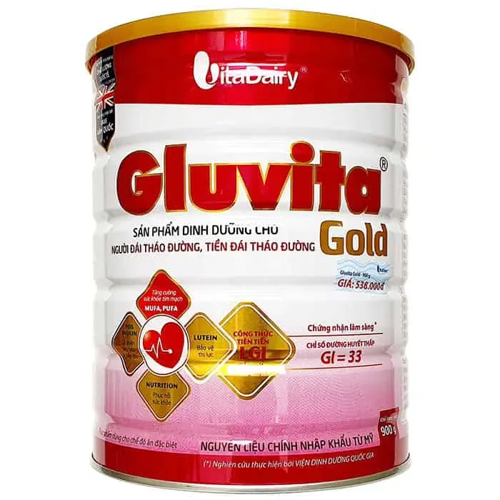 Hộp sữa Vitadairy Gluvita Gold màu vàng cam