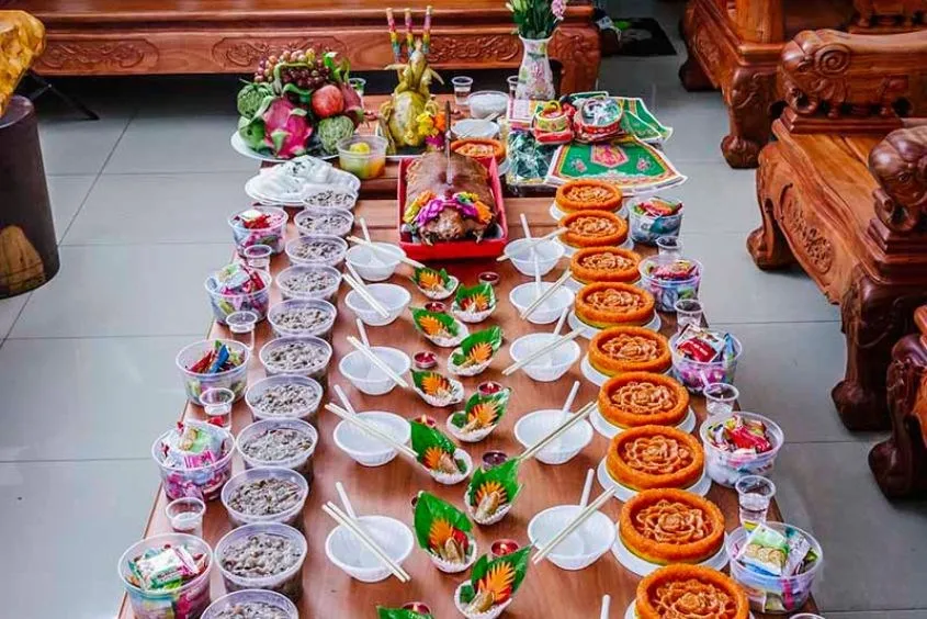 Các vật phẩm cúng mụ đầy tháng, thôi nôi cho bé gái với chè trôi nước