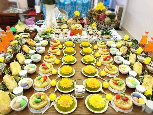 Mâm lễ vật cúng mụ chu đáo thể hiện lòng thành của gia đình
