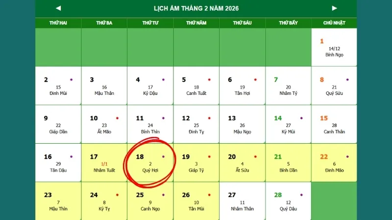 Khai trương mùng 2 Tết ngày 18/02/2026