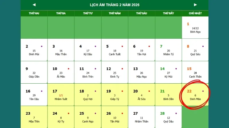 Khai trương mùng 6 Tết ngày 22/02/2026