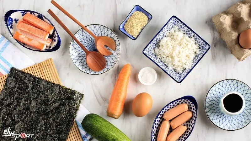 Nguyên liệu cần chuẩn bị để làm kimbap