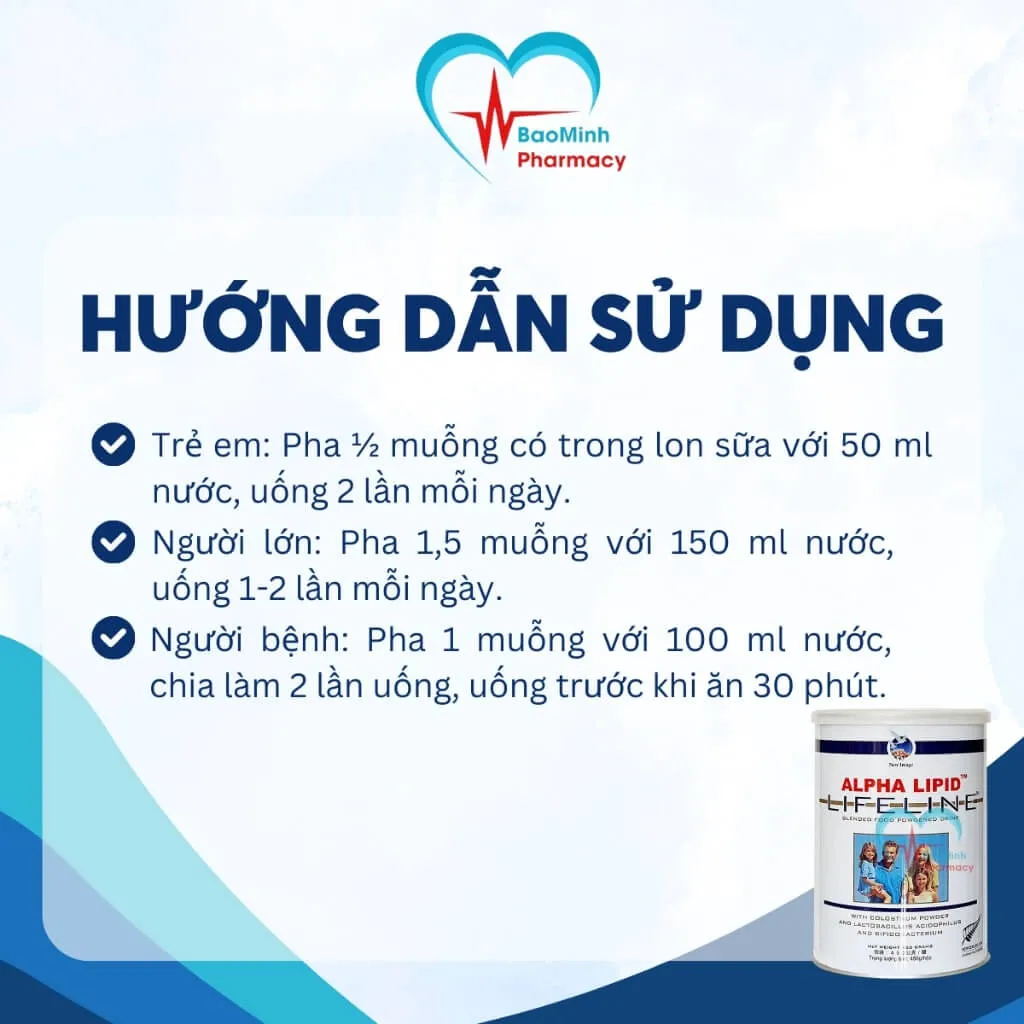 Đọc kỹ liều lượng pha tiêu chuẩn Sữa Alpha Lipid với từng đối tượng