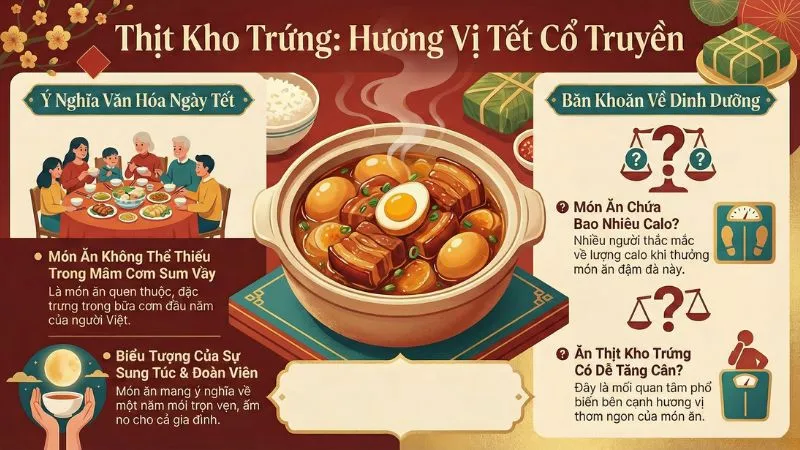 Món thịt kho trứng vàng óng, đậm đà hương vị Tết cổ truyền Việt Nam