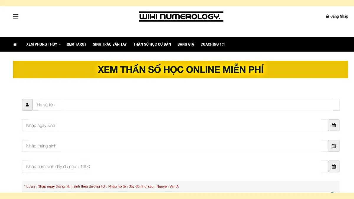 Website tra cứu thần số học Wiki