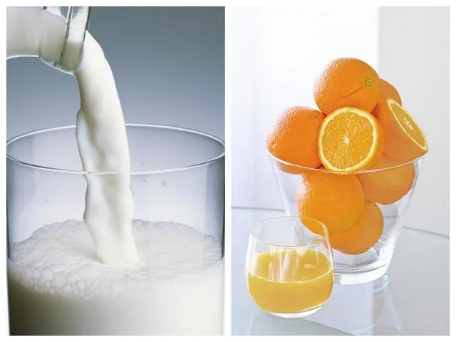 Sữa bò không nên dùng chung với nước cam để tránh khó tiêu