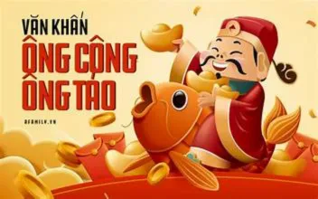 Một mâm lễ vật cúng Thần Tài chuẩn bị vào ngày 23 tháng Chạp với hương, hoa, trái cây, trà, rượu, vàng mã và cá chép