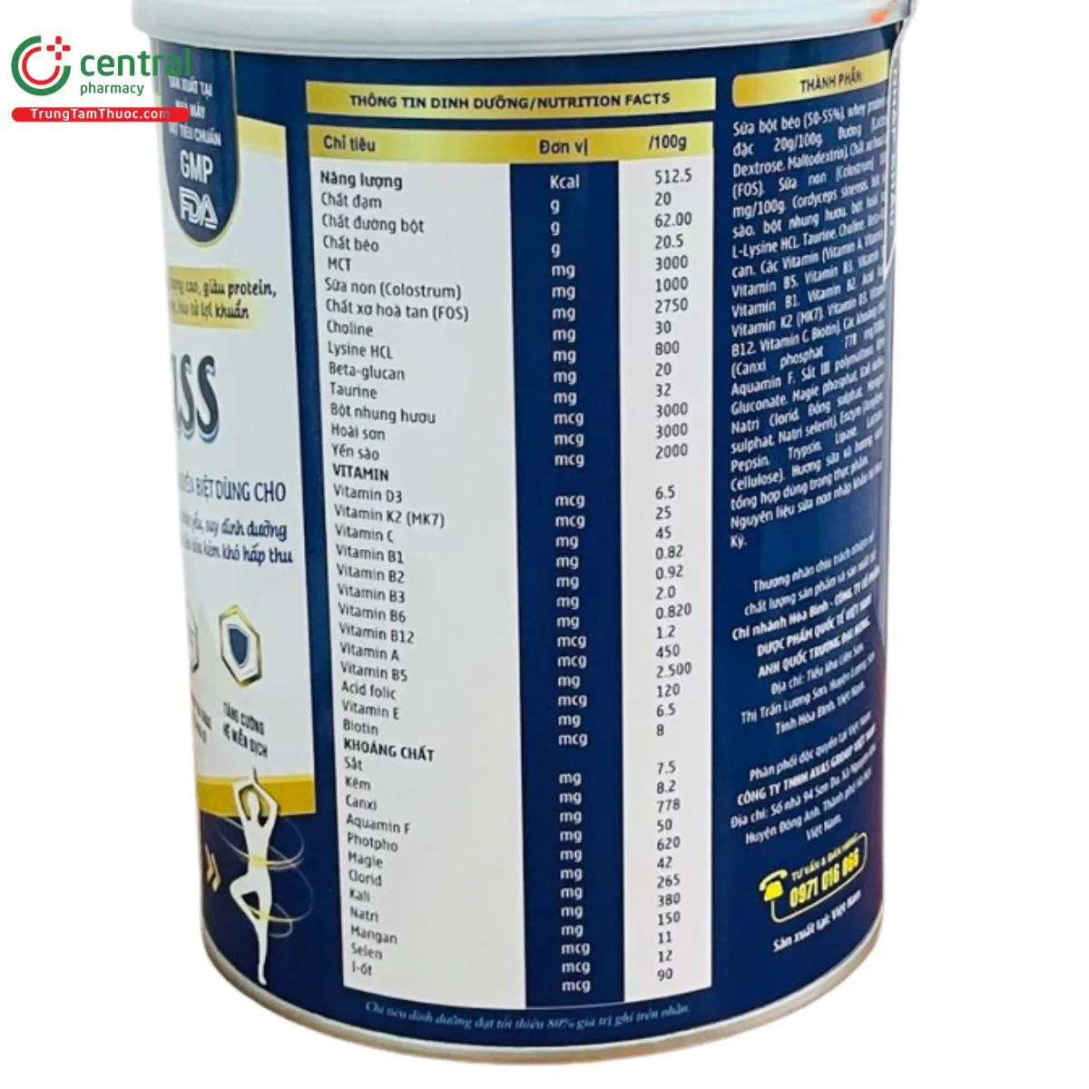Lon sữa Weight Mass